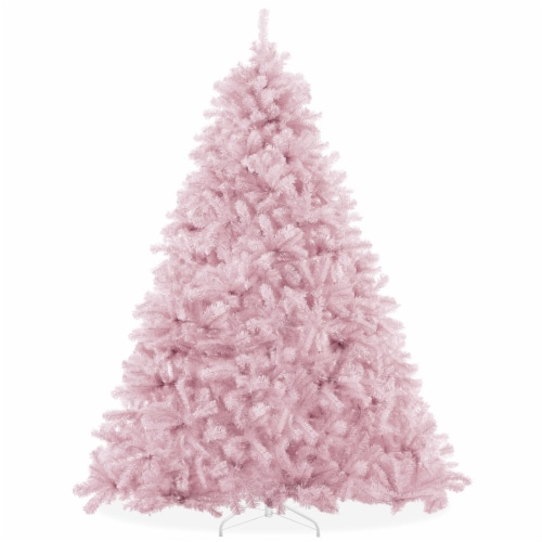 6FT Pink Spruce Artificial Holiday Christmas Tree with Metal Stand Perspective: front