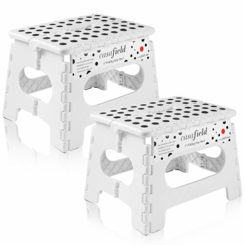 9 Folding Step Stool with Handle Set of 2 for Adults Kids White
