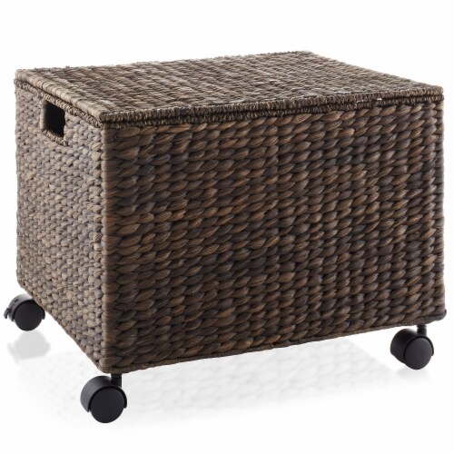 Rolling Filing Cabinet Espresso Water Hyacinth File Organizer
