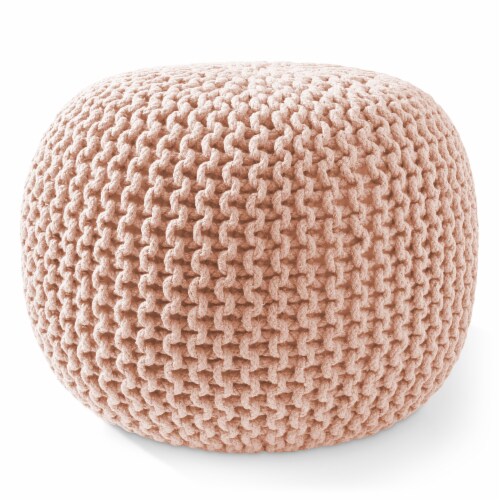 Round Cotton Pouf Ottoman Light Pink 20 x 20 x 14.5 Knit Foot Stool 1 unit Fry s Food Stores