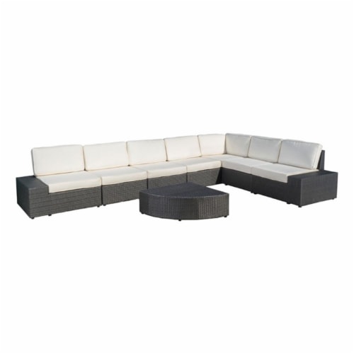 Noble House Santa Cruz 8 Piece Outdoor Wicker Sectional Sofa Set