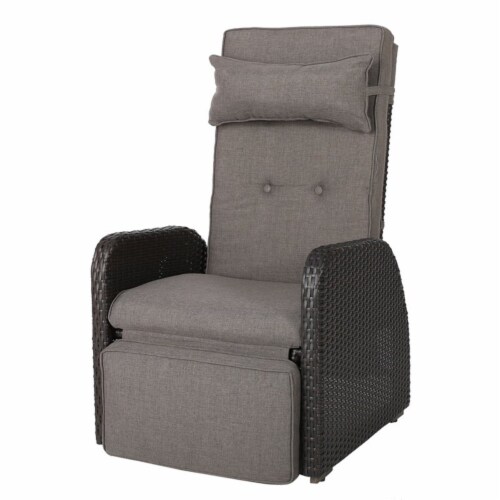 Noble House Ostia Brown Recliner with Cushion and Aluminum Legs 1