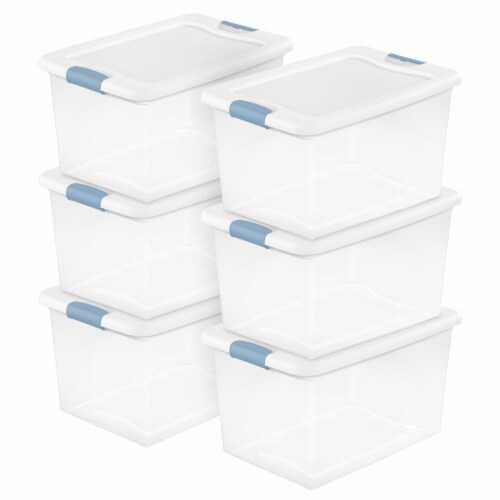 Sterilite 64 Qt Clear Plastic Stackable Storage Bin w/ White Latch