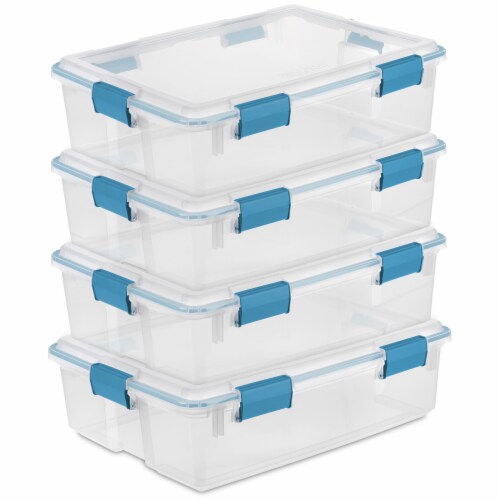 Sterilite 37 Qt Clear Plastic Home Storage Tote Bin with Secure