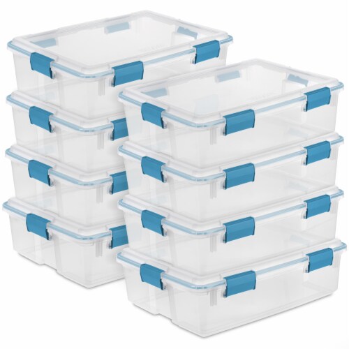 Sterilite 37 Qt Clear Plastic Home Storage Tote Bin with Secure