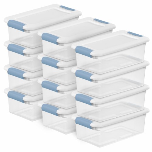 Sterilite 30 Qt Ultra Latch Box, Stackable Storage Bin with Lid, Plastic  Container with Heavy Duty Latches to Organize, Clear and White Lid, 6-Pack