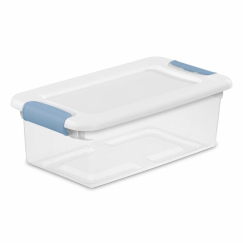Sterilite Clear Plastic 6 Quart Storage Box Container with Latching Lid, 24 Pack Perspective: front