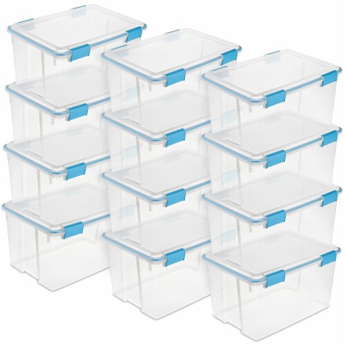 Sterilite 18 Quart Clear Plastic Storage Bin with Latch Lid, (12 Pack)