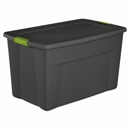 Sterilite 19 Gallon Plastic Stacker Tote, Heavy Duty Lidded Storage Bin  Container for Stackable Garage and Basement Organization, Black, 12-Pack