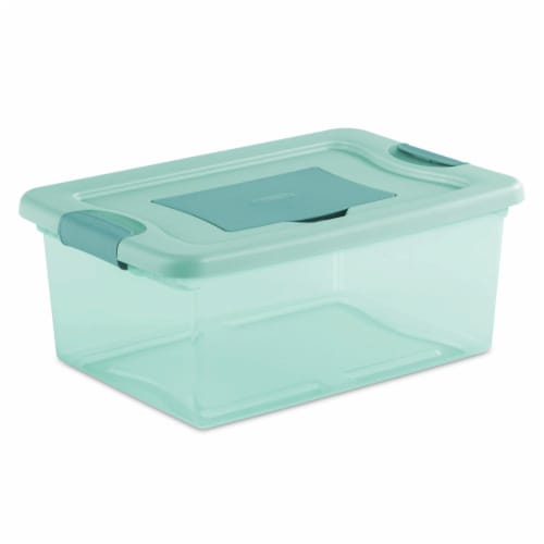 Sterilite Stackable 6 qt Storage Tote Box Container, Crisp Green (5 Pack)