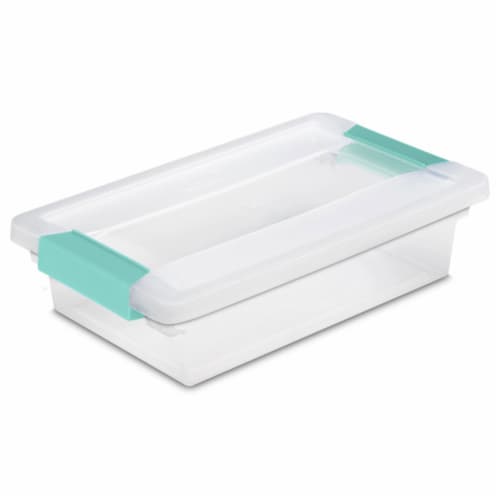 Sterilite Small Clip Box Clear Storage Tote Container with Latching Lid, 12 Pack Perspective: front