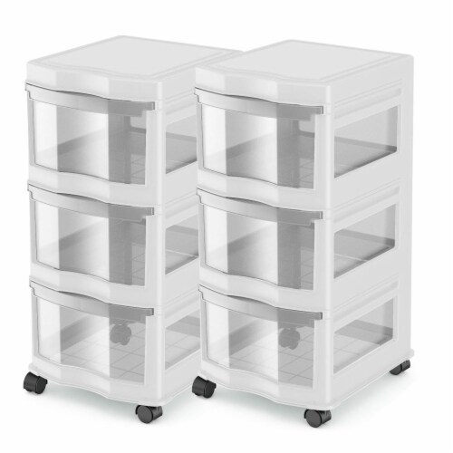 Life Story Classic 3 Shelf Storage Organizer Plastic Drawers, Gray (2 Pack)