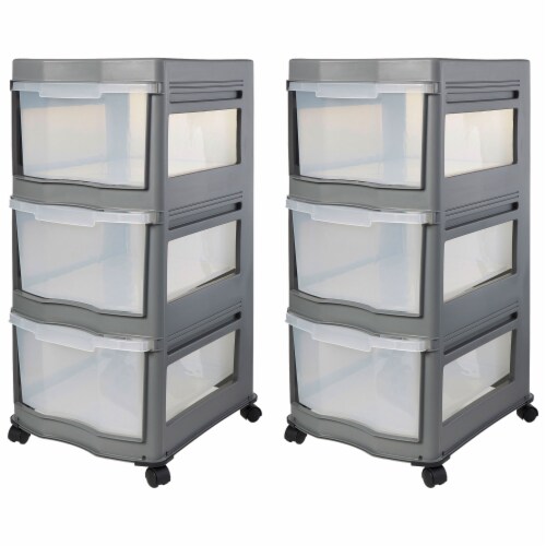 Life Story Classic 3 Shelf Storage Organizer Plastic Drawers, Gray (2  Pack), 1 Piece - Gerbes Super Markets