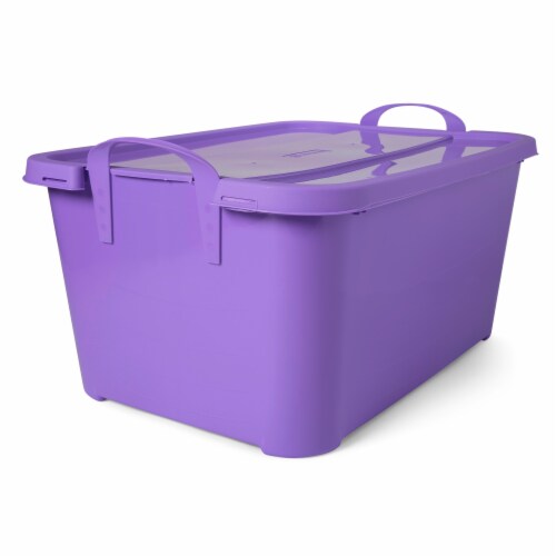 Life Story 55 Quart Containers Locking Stackable Closet and Storage Box with Built in Carry Handles and Snap Locking Lids, Purple (6 Pack)