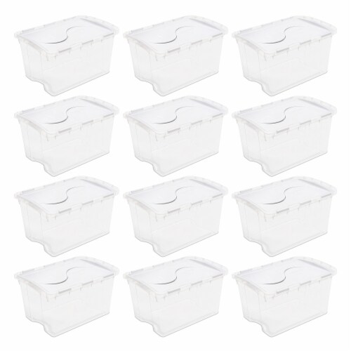 Sterilite 48 Qt Hinged Lid Storage Box Plastic Stackable Bin with Lid, 12  Pack, 12 Pack - Kroger