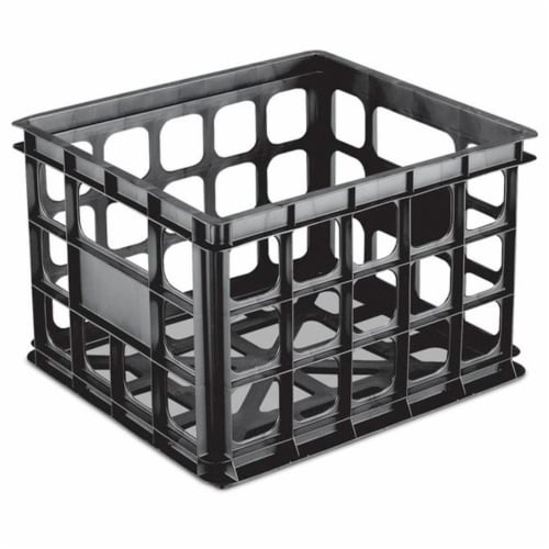 Sterilite 16929006 Plastic Storage Box Crate, Black (12 Pack) Perspective: front