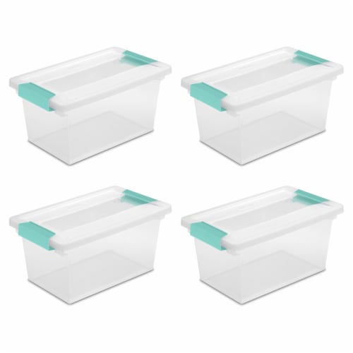 Sterilite Plastic Medium Clip Storage Box Container with Latching Lid, 8 Pack Perspective: front