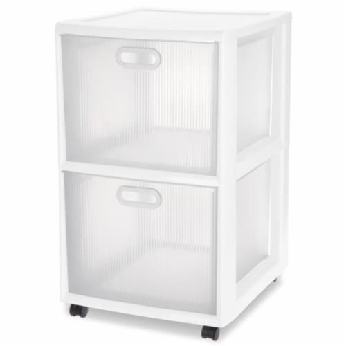 Sterilite 36208002 Ultra 2 Drawer Portable Rolling Storage Cart, White (4 Pack) Perspective: front