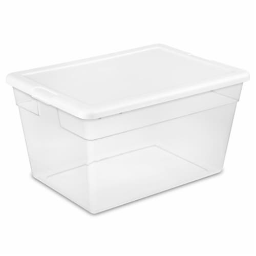 Sterilite 30 Quart Clear Plastic Storage Bin with White Latch Lid, 24 Pack  