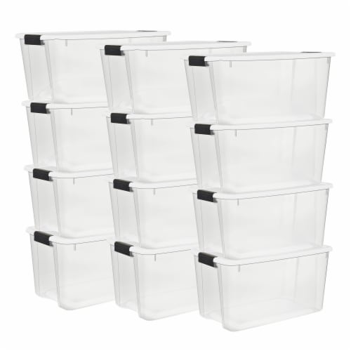 Sterilite 70 Qt Clear Plastic Stackable Storage Bin w/ White Latch