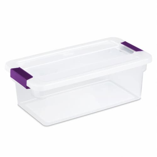 Sterilite 6 Qt Clear View Box Clear with Latches Purple