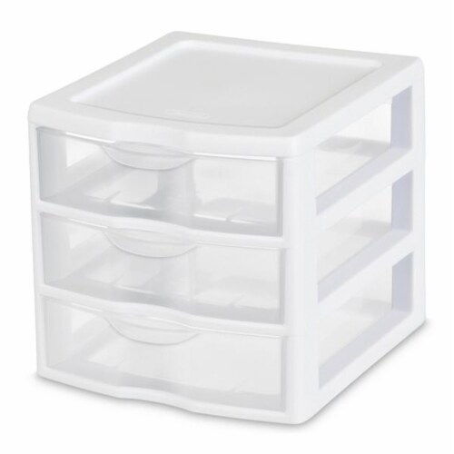 Sterilite Wide Portable Countertop 3-Drawer Desktop Storage Unit, 3-Pack, White