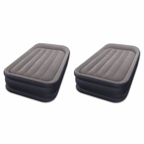 Intex Twin Sized Deluxe Pillow Rest Airbed Mattress with Fiber Tech BIP 2 Pack 2 Piece QFC