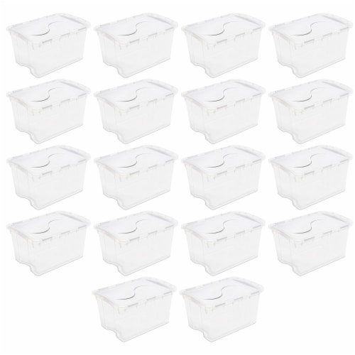 Sterilite 48 Qt Hinged Lid Storage Box Plastic Stackable Bin with