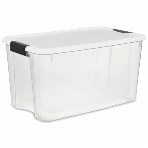 Sterilite 70 Qt Clear Plastic Stackable Storage Bin w/ White Latch Lid, 20  Pack, 1 Piece - Pay Less Super Markets