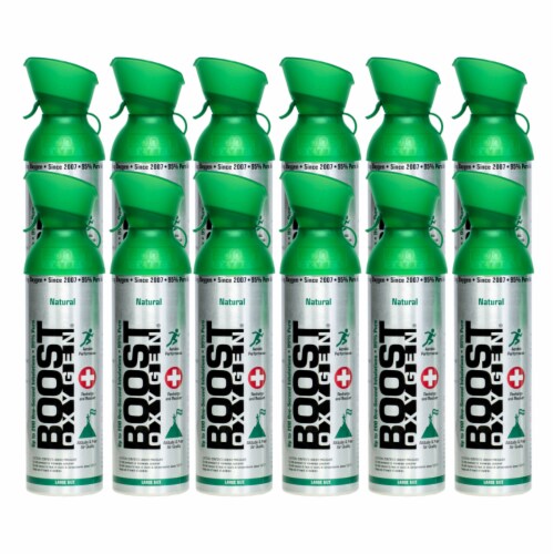 12 Pack Large 10L Boost Oxygen Natural Portable Pure Canned Oxygen, Flavorless Perspective: front