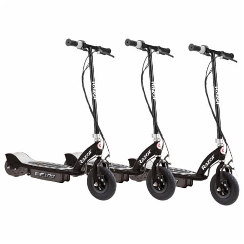 Razor E100 Kids Ride On 24V Motorized Electric Powered Scooters, Black (3 Pack) Perspective: front