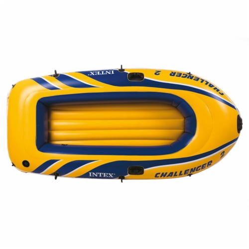 Intex Challenger 2 Inflatable 2 Person Boat Raft Set w/ Oars & Air Pump (2 Pack) Perspective: front