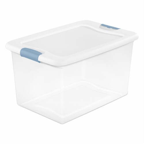 Sterilite 64 Qt Clear Plastic Stackable Storage Bin w/ White Latch