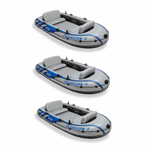 Intex Excursion Inflatable Rafting Fishing 4 Person Boat w/ Oars & Pump (3  Pack), 1 Piece - Pay Less Super Markets