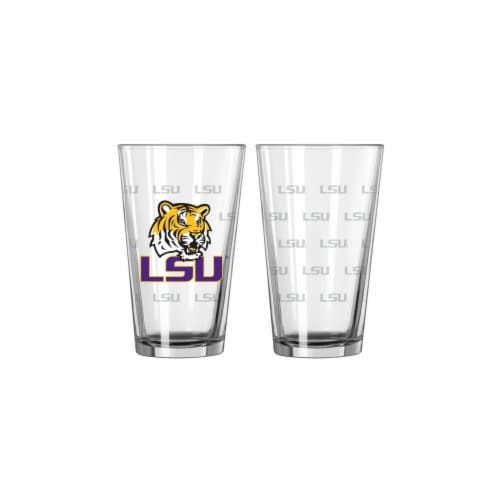 LSU Tigers Satin Etch Pint Glass Set Perspective: front