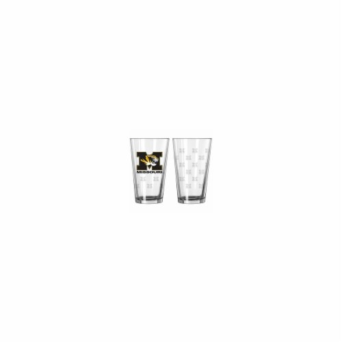 Missouri Tigers Satin Etch Pint Glass Set Perspective: front