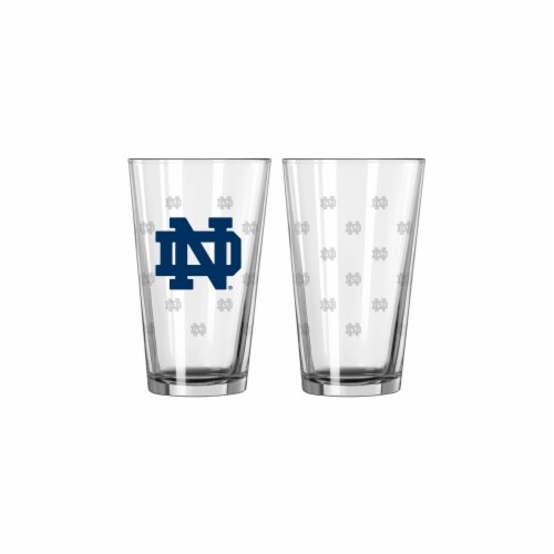 Notre Dame Fighting Irish Satin Etch Pint Glass Set Perspective: front