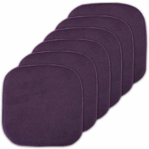 Sweet Home Collection | Honeycomb Memory Foam Non Slip 16 x 16 Chair Pad, Eggplant, 6 PK Perspective: front
