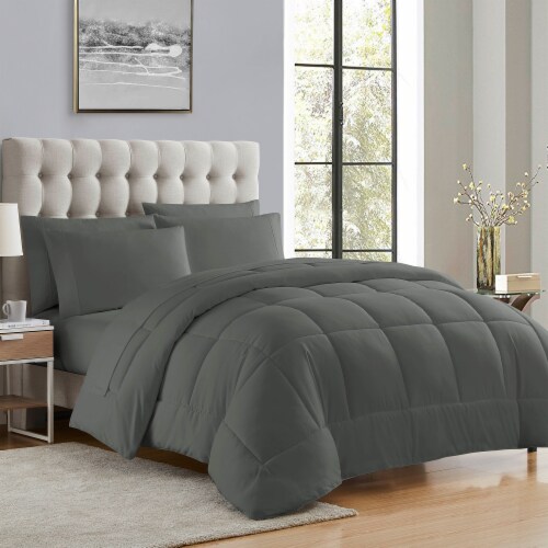 Sweet Home Collection | All Season Solid Bed-in-A-Bag includes Sheet, Twin XL, Gray Perspective: front