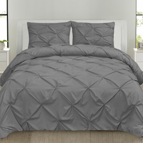 Sweet Home Collection 3 Piece Pinch Pleat Pintuck Comforter Set