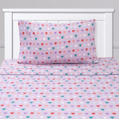 Sweet Home Collection | Hearts Printed Sheet Set, Kids Fun and Comfortable, Twin Perspective: front