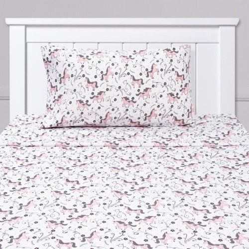 Sweet Home Collection | Unicorns Printed Sheet Set, Kids Fun and Comfortable, Twin Perspective: front