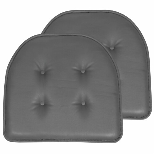 Sweet Home Collection  Memory Foam Chair Pad No Slip Faux Leather 16 x 17  , Gray, 2 PK, 2PK - Fry's Food Stores