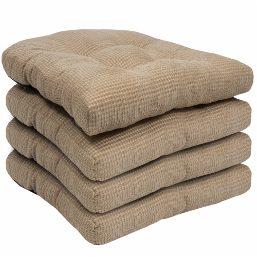 Sweet Home Collection  Memory Foam Tufted Chair Cushion Non Slip Rubber  Back, Taupe, 4 PK, 4PK - Kroger