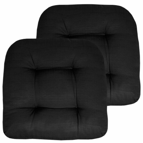 Sweet Home Collection Indoor-Outdoor Reversible Patio Seat Cushion Pad 4 Pack, Black