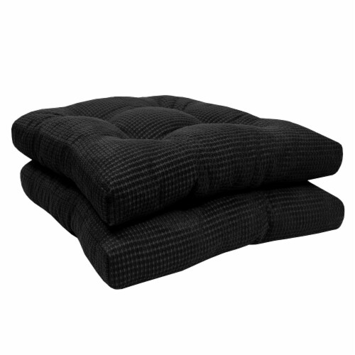 Sweet Home Collection  Memory Foam Tufted Chair Cushion Non Slip Rubber  Back, Black, 2 PK, 2PK - Foods Co.