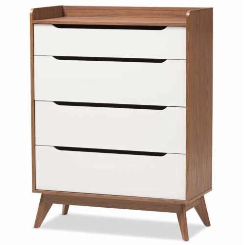 Baxton Studio Brighton Mid-Century Modern White and Walnut Wood 4-Drawer Storage Chest Baxton Studio Brighton Mid-Century Modern White and Walnut Wood 4-Drawer Storage Chest