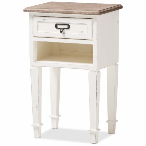 Baxton Studio Dauphine Provincial Style Weathered Oak and White Wash Distressed Finish Wood Nightstand Baxton Studio Dauphine Provincial Style Weathered Oak and White Wash Distressed Finish Wood Nightstand