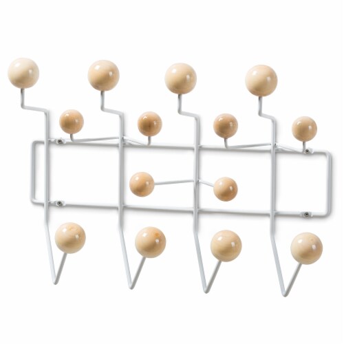 Baxton Studio Penny Wall Mounted Coat Rack in White and Light Brown Perspective: front