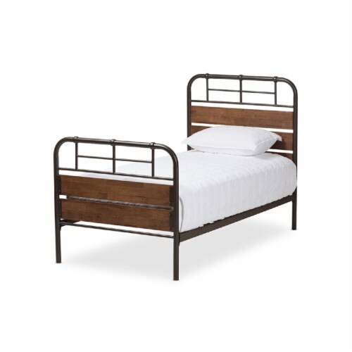 Baxton Studio Monoco Rustic Industrial Black Finished Metal Coco Brown Wood Twin Size Platform Bed Baxton Studio Monoco Rustic Industrial Black Finished Metal Coco Brown Wood Twin Size Platform Bed